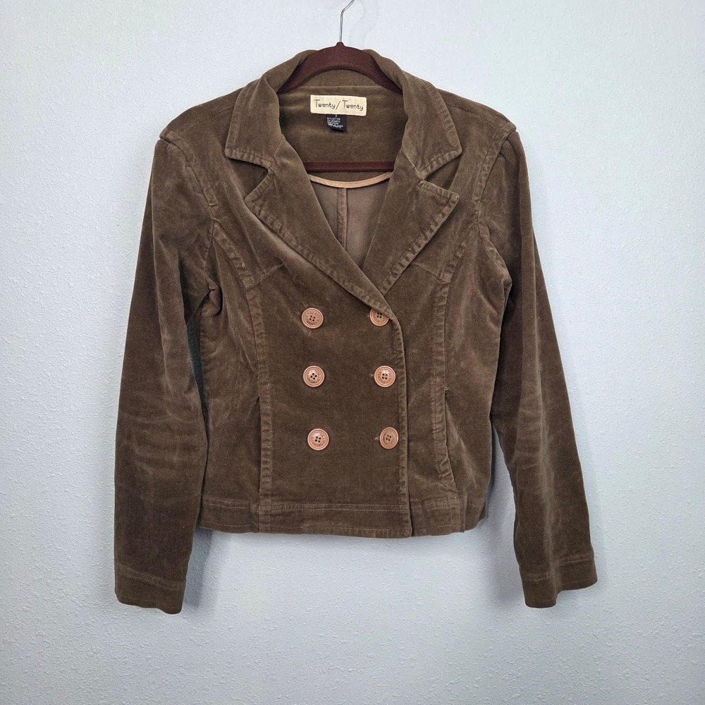 Twenty / Twenty Jacket Women Small Brown Corduroy Double Breasted Peacoat